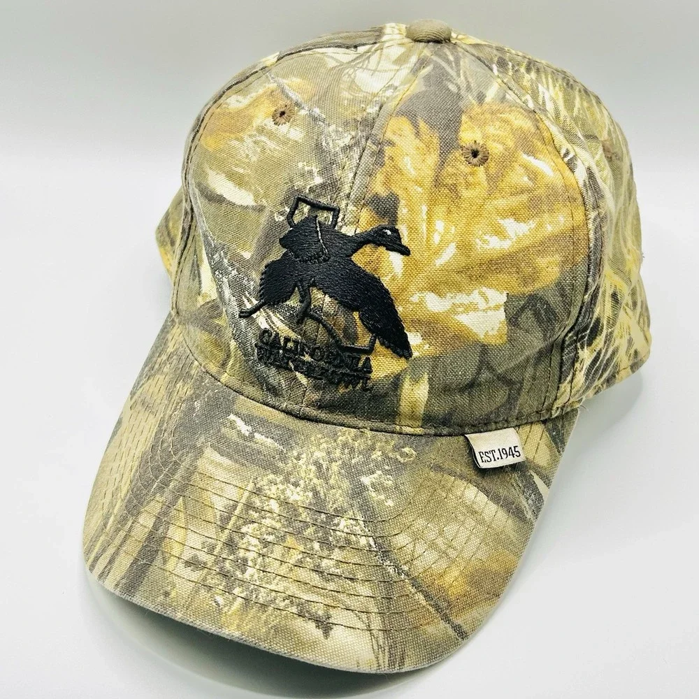 California Waterfowl Duck Mallard Camo Hat Cap Adjustable Strapback Brown Hiking